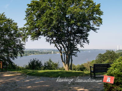 Blick vom Elbhang auf die Elbe vor Blankenese.  Blick vom Elbhang auf die Elbe vor Blankenese.