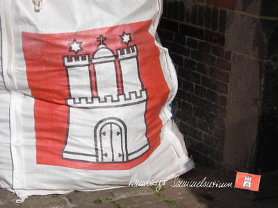 Das Hamburger Wappen auf einem BigBag.